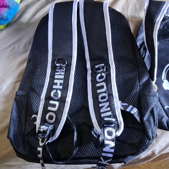 YOU GET BOTH.Stylish Black Backpack with Graphic Design NWOT - Picture 3 of 11